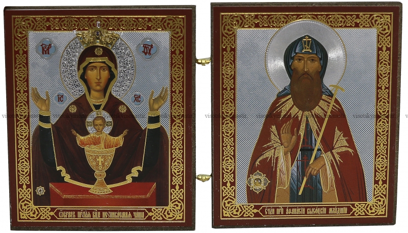 Складень Пресвятая Богородица"Неупиваемая Чаша" и прп Афанасий Высоцкий младший