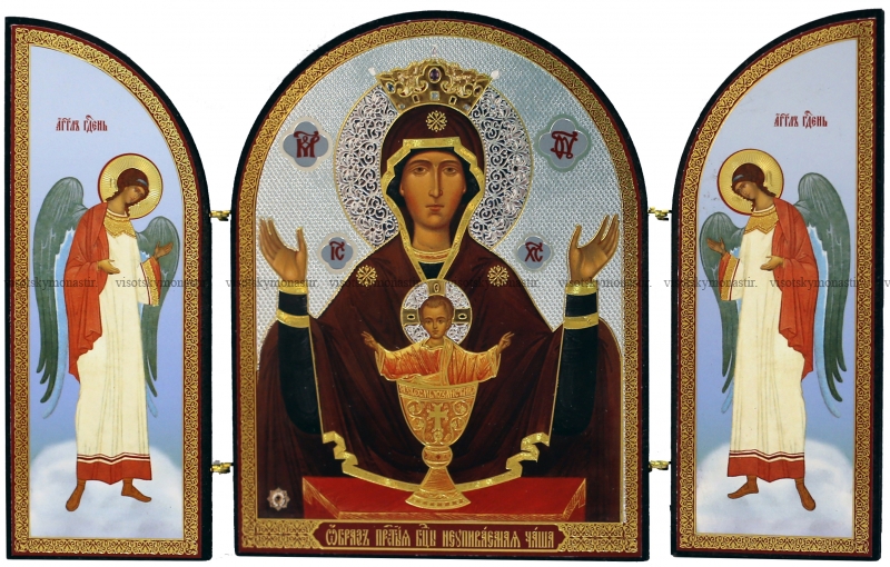 Складень Пресвятая Богородица"Неупиваемая Чаша" с предстоящими Ангелами.